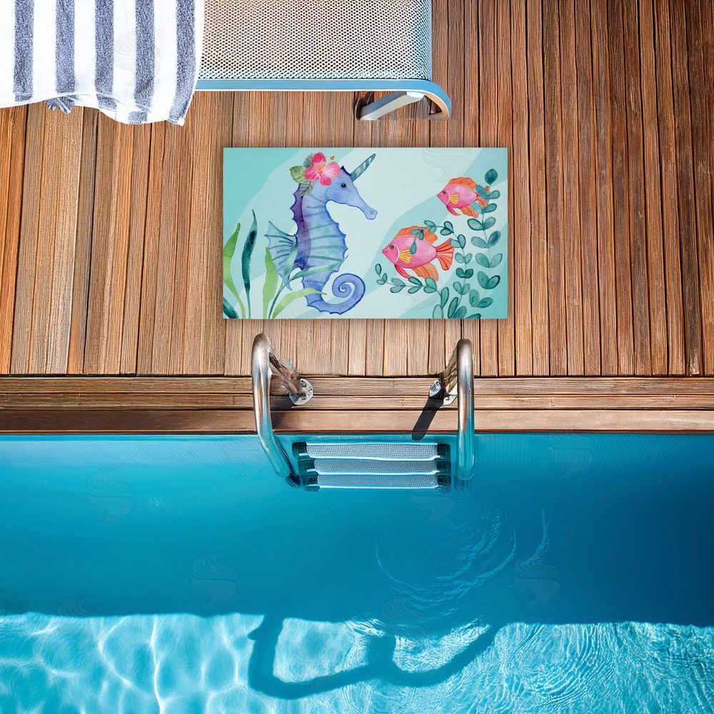 Audrey Jeanne Roberts Horned Seahorse & Fish Unwoven Outdoor Door Mat