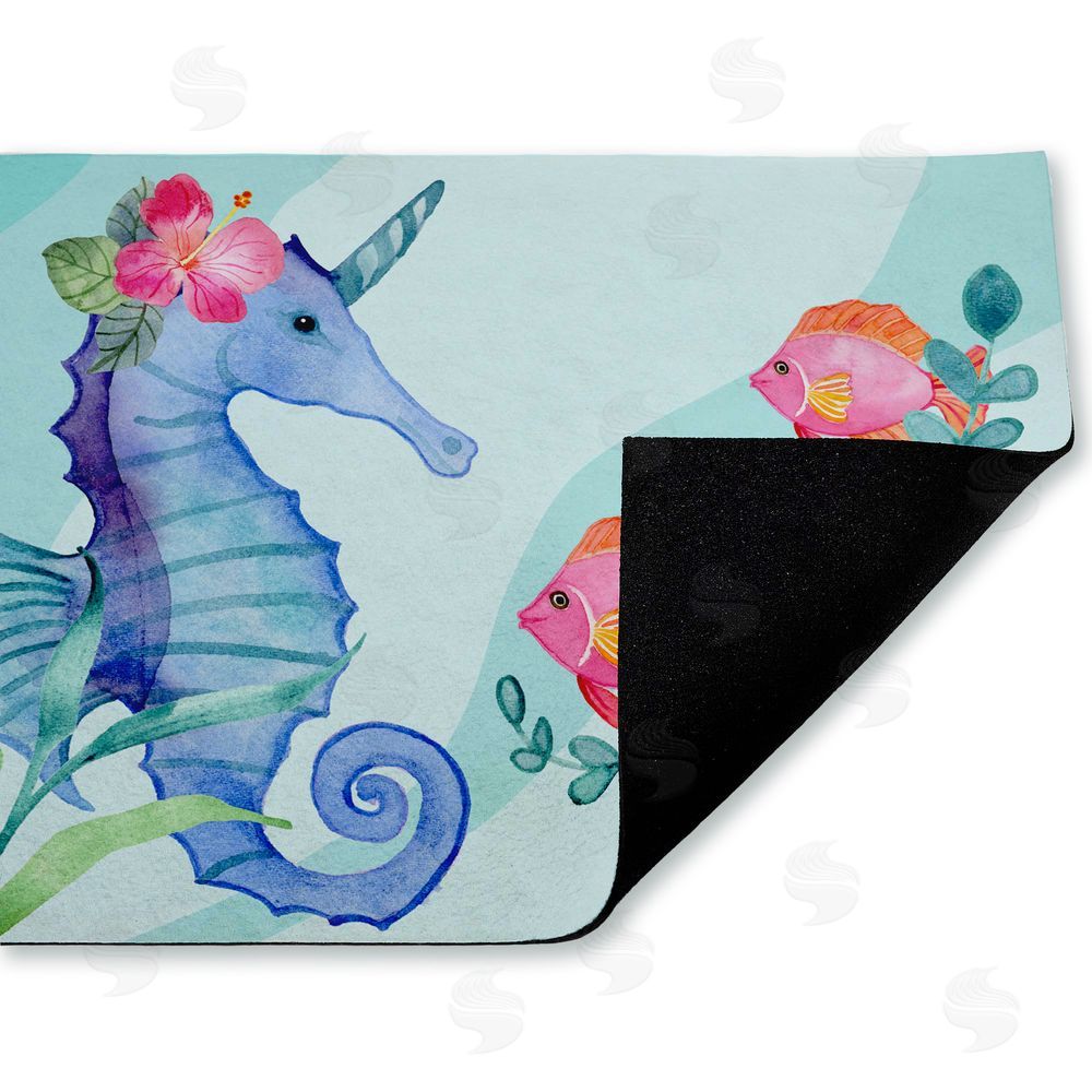 Audrey Jeanne Roberts Horned Seahorse & Fish Unwoven Outdoor Door Mat