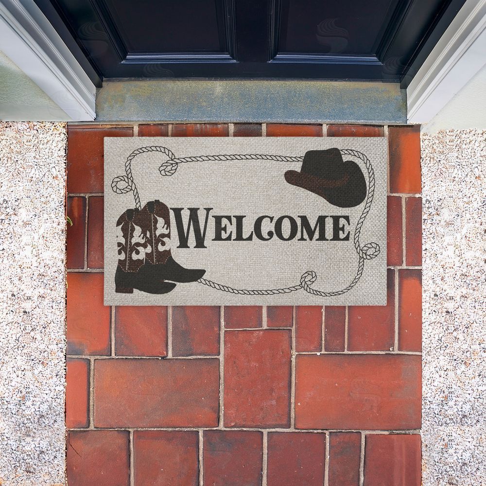 Deane Beesley Welcome Cowboy Rope & Boots Outdoor Faux Sisal Door Mat