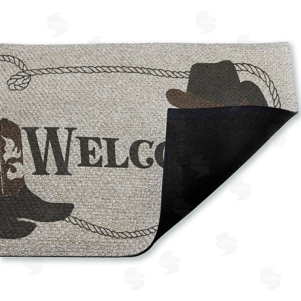Deane Beesley Welcome Cowboy Rope & Boots Outdoor Faux Sisal Door Mat