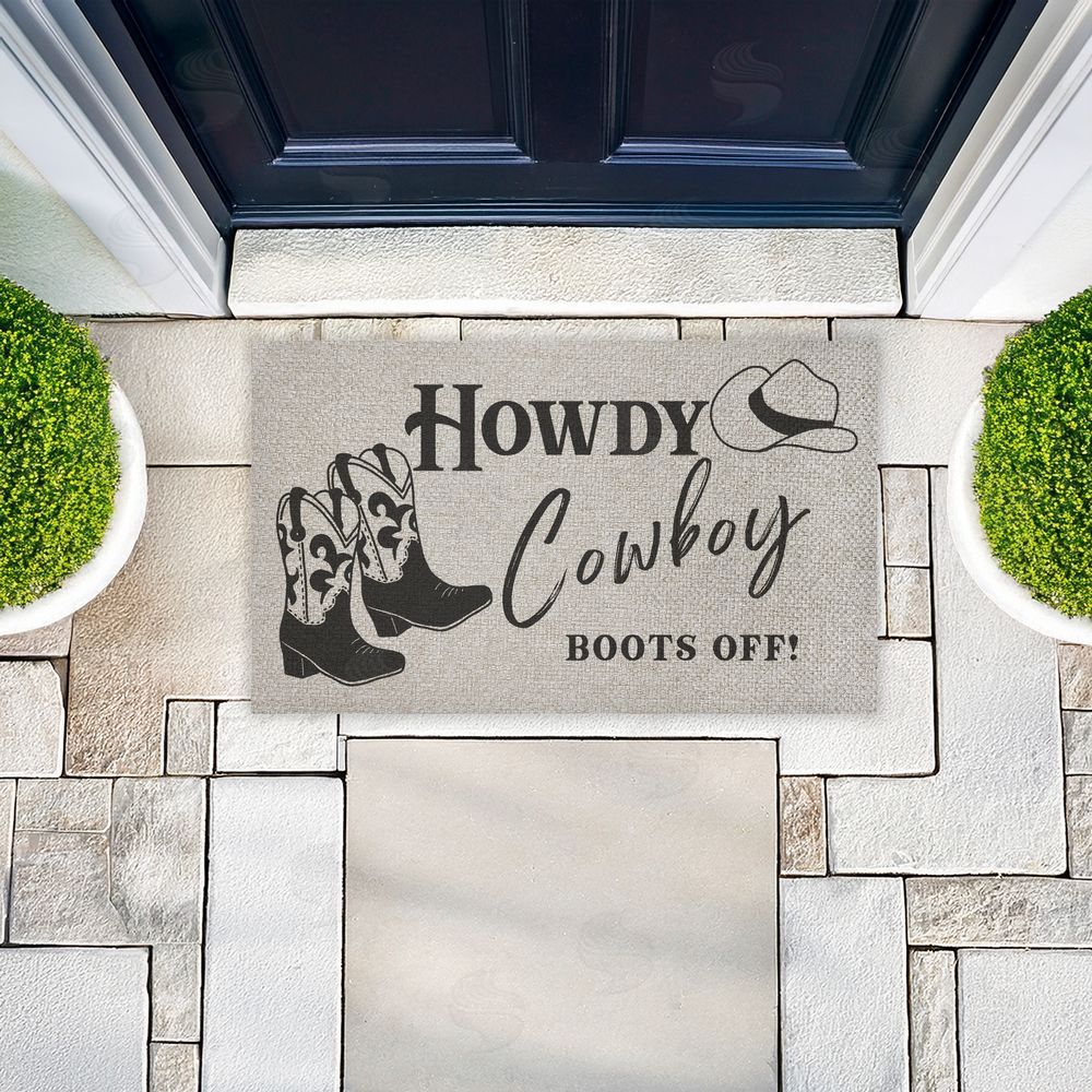 Deane Beesley Cowboy Boots Off Entry Outdoor Faux Sisal Door Mat
