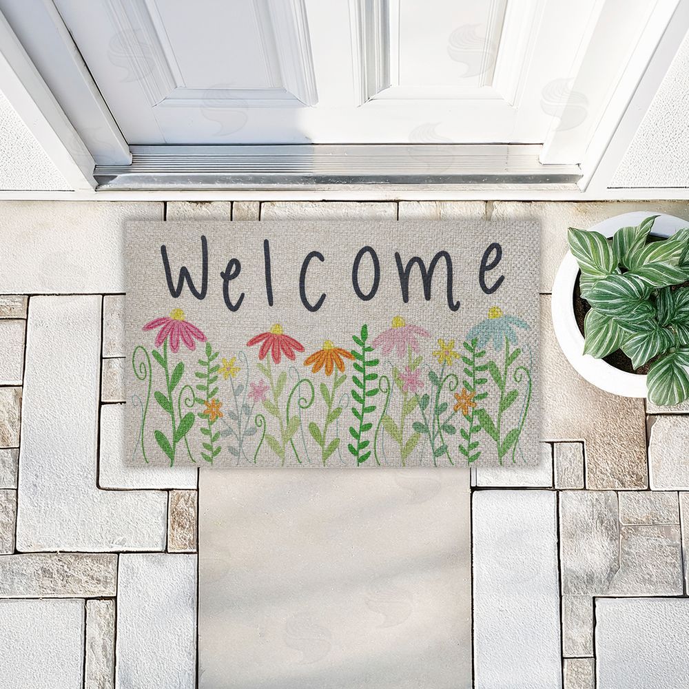 Emily Cromwell Spring Wildflower Welcome Outdoor Faux Sisal Door Mat