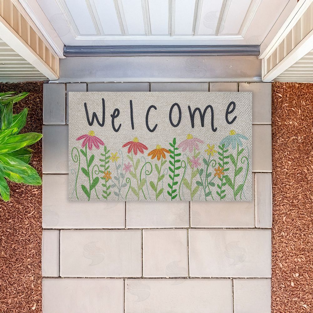 Emily Cromwell Spring Wildflower Welcome Outdoor Faux Sisal Door Mat