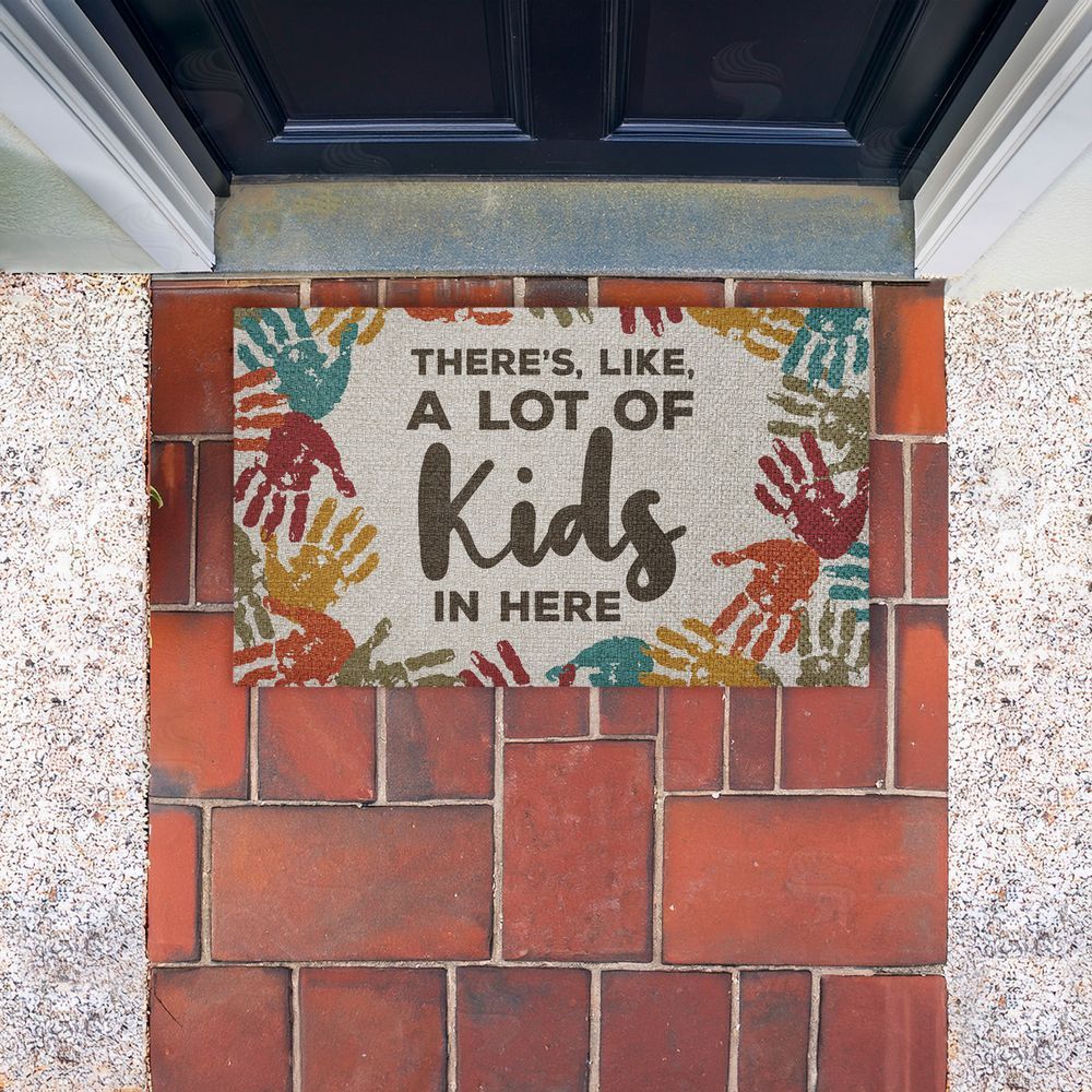 Dana Saulnier A Lot Of Kids Funny Handprints Outdoor Faux Sisal Door Mat