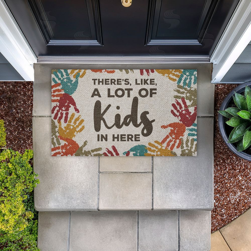 Dana Saulnier A Lot Of Kids Funny Handprints Outdoor Faux Sisal Door Mat