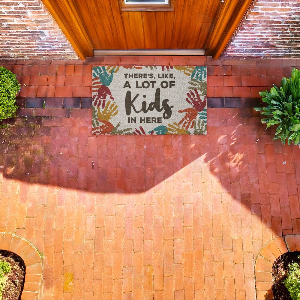 Dana Saulnier A Lot Of Kids Funny Handprints Outdoor Faux Sisal Door Mat
