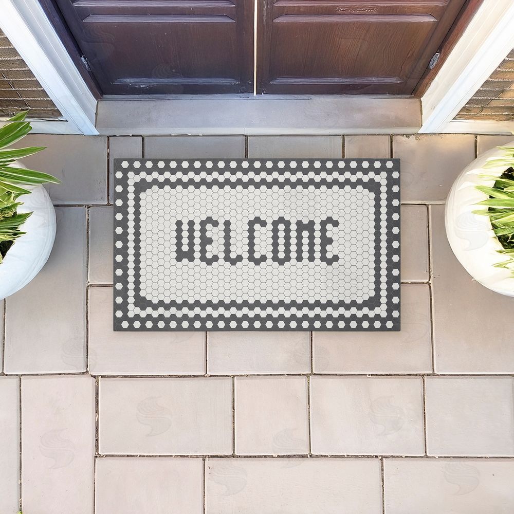 Caroline Alfreds Welcome Mosaic Pattern Unwoven Outdoor Door Mat