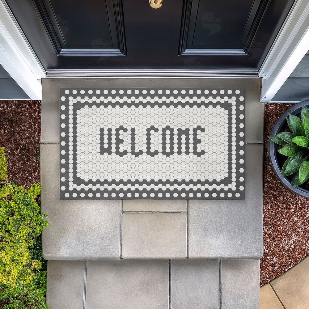 Caroline Alfreds Welcome Mosaic Pattern Unwoven Outdoor Door Mat