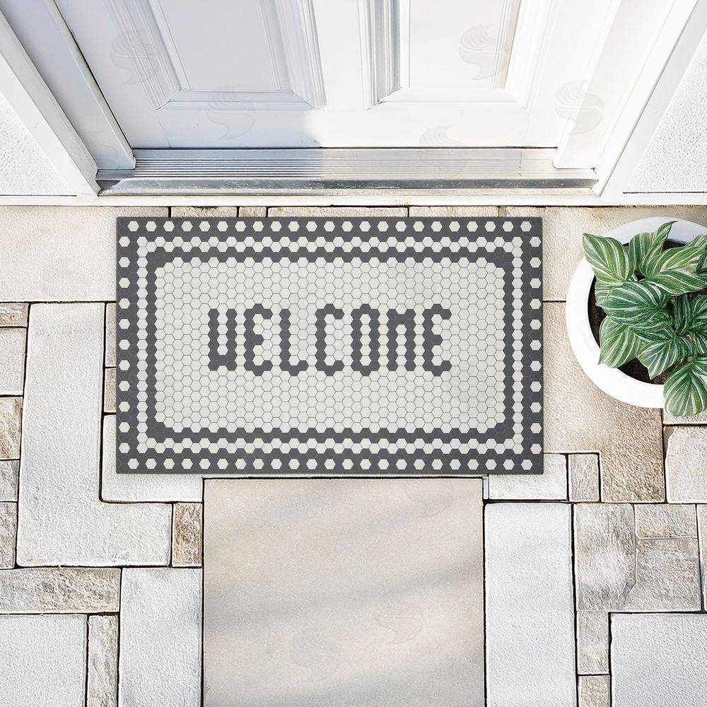 Caroline Alfreds Welcome Mosaic Pattern Unwoven Outdoor Door Mat