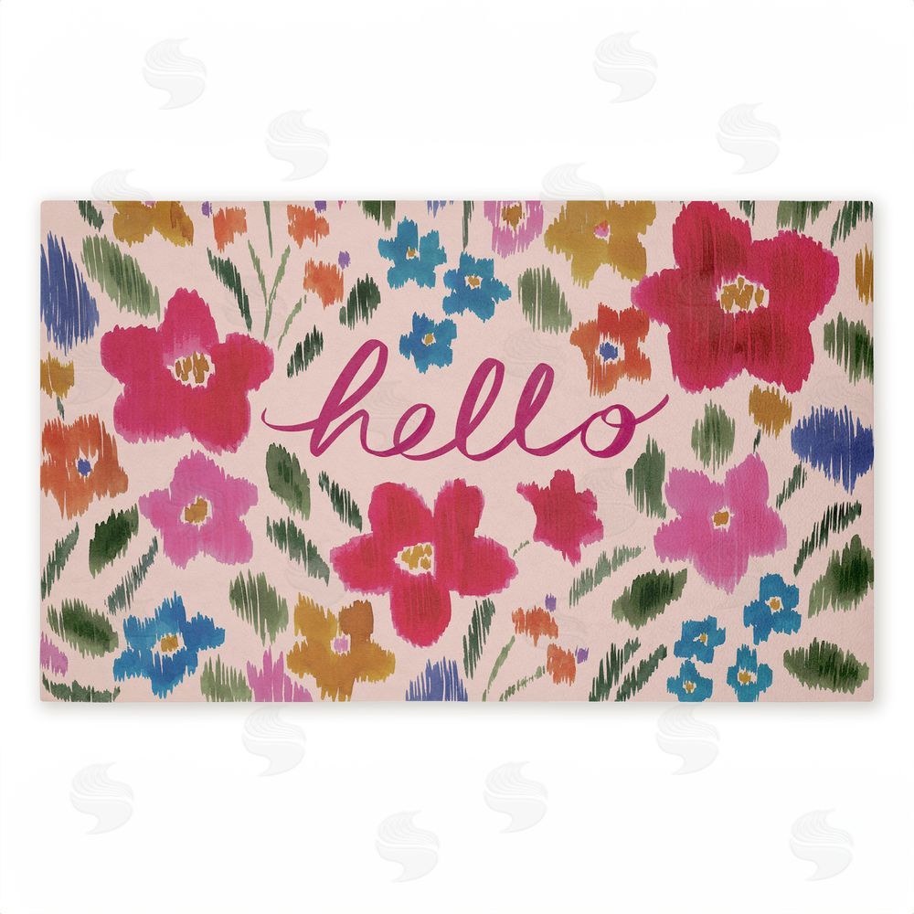 Heather McLaughlin Hello Ikat Flowers Unwoven Outdoor Door Mat
