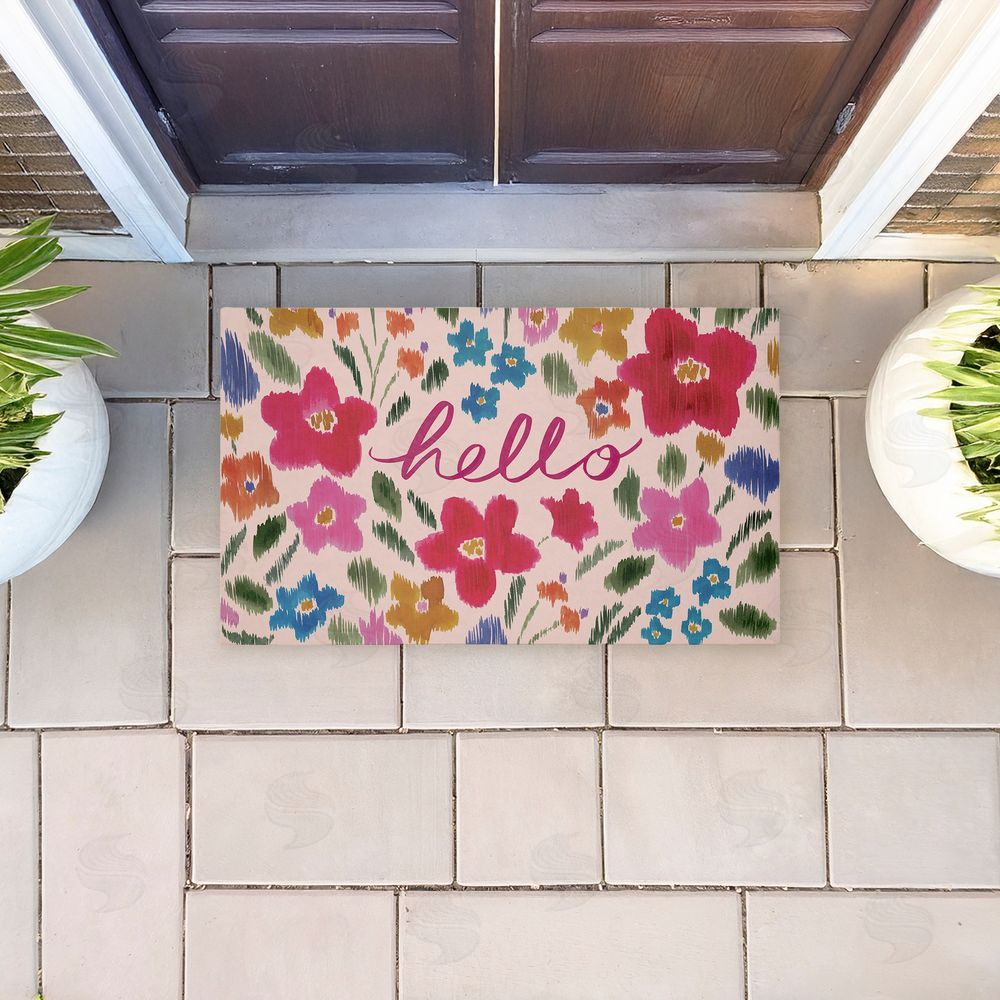 Heather McLaughlin Hello Ikat Flowers Unwoven Outdoor Door Mat