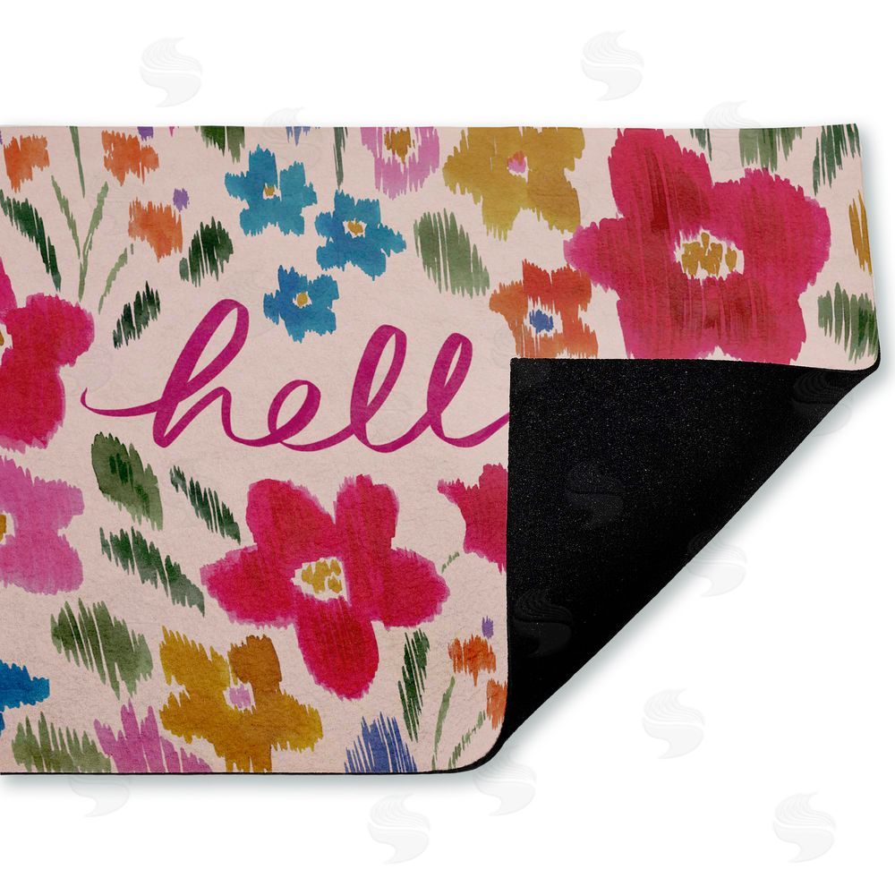 Heather McLaughlin Hello Ikat Flowers Unwoven Outdoor Door Mat