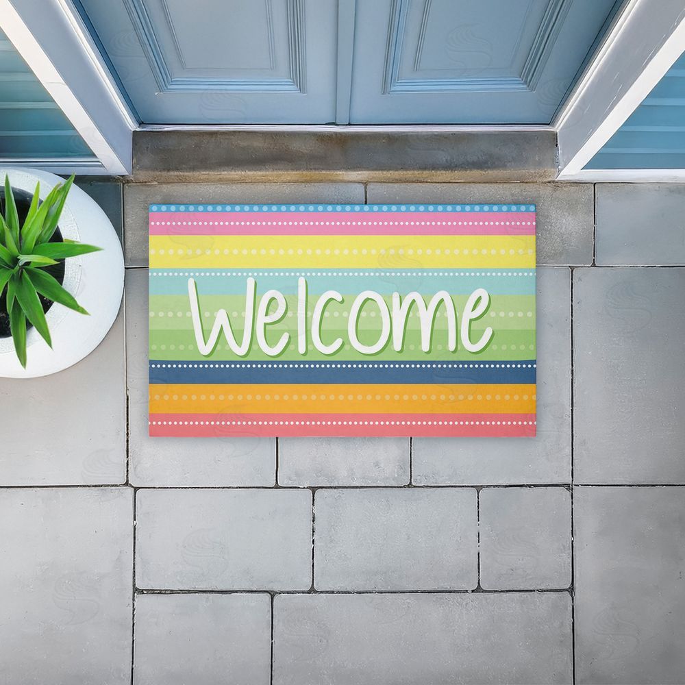 Emily Cromwell Spring Striped Welcome Unwoven Outdoor Door Mat