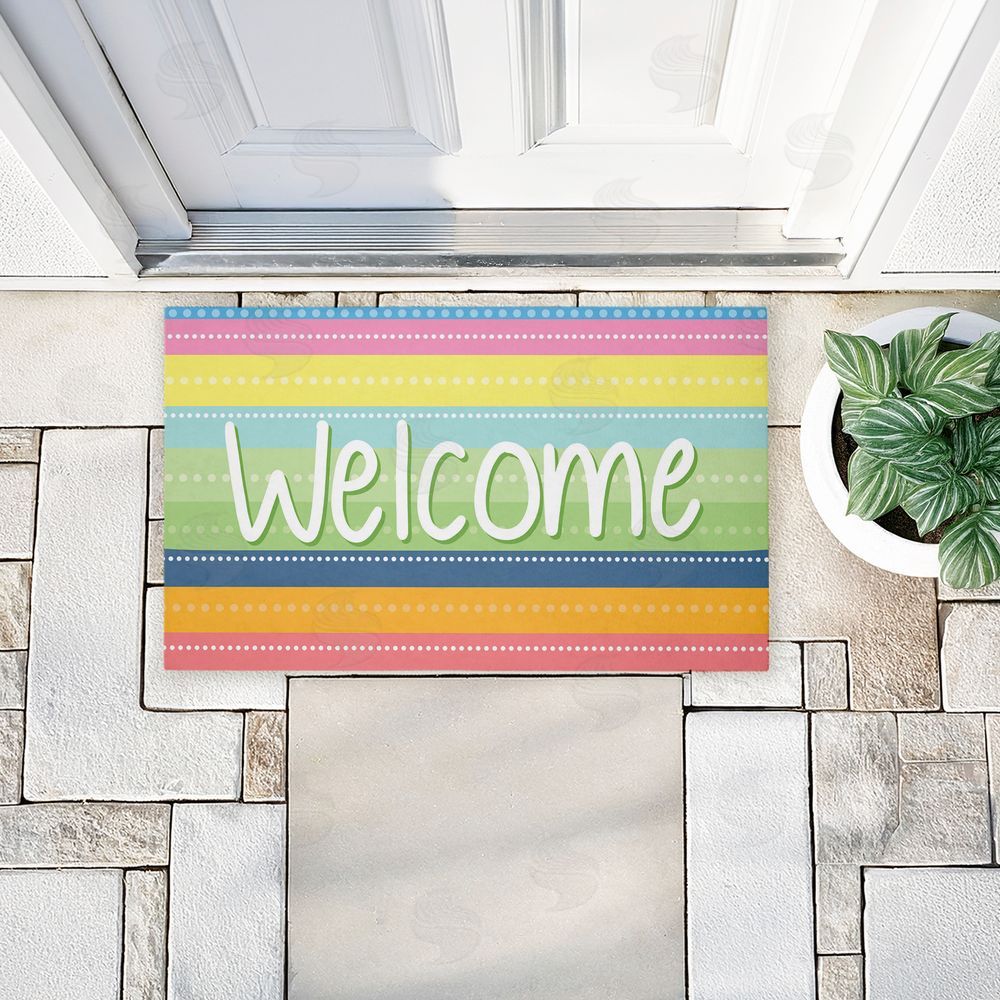 Emily Cromwell Spring Striped Welcome Unwoven Outdoor Door Mat