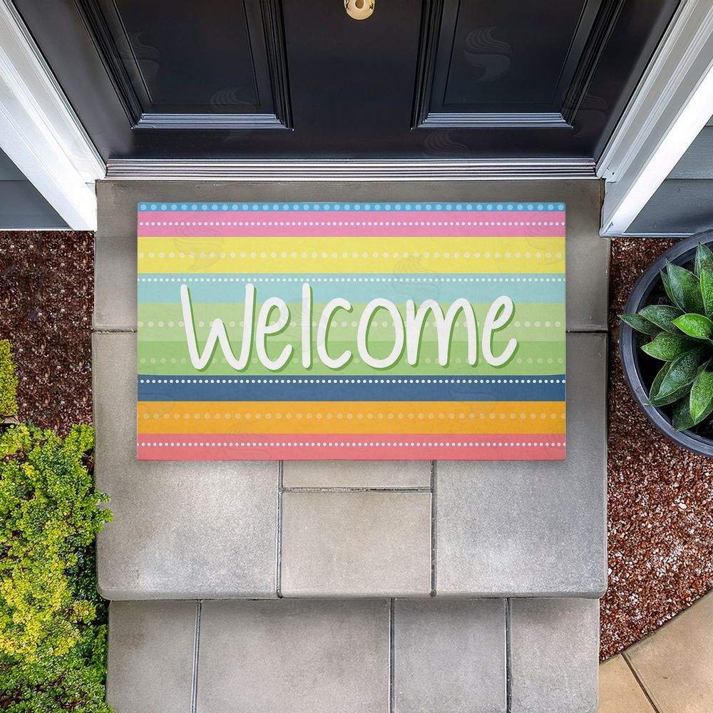 Emily Cromwell Spring Striped Welcome Unwoven Outdoor Door Mat