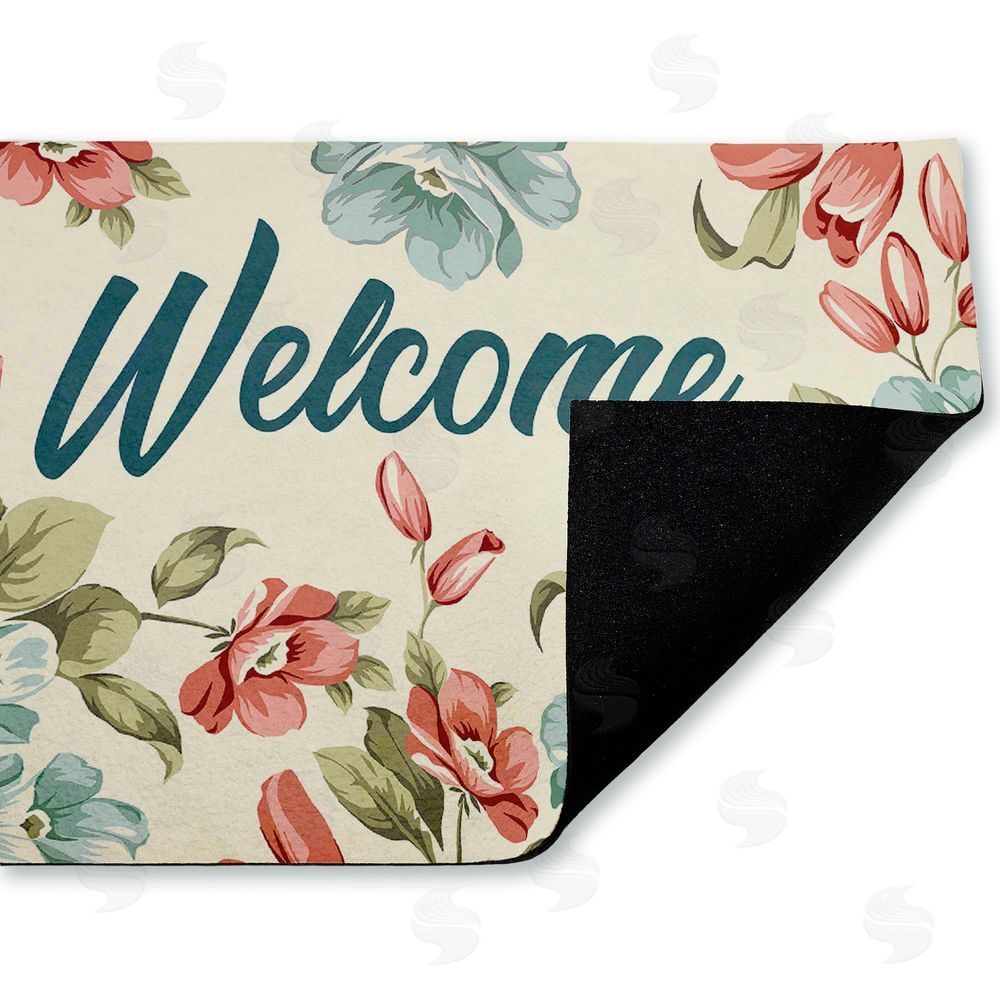 Andrea Jasid Grassi Bright Florals Welcome Unwoven Outdoor Door Mat