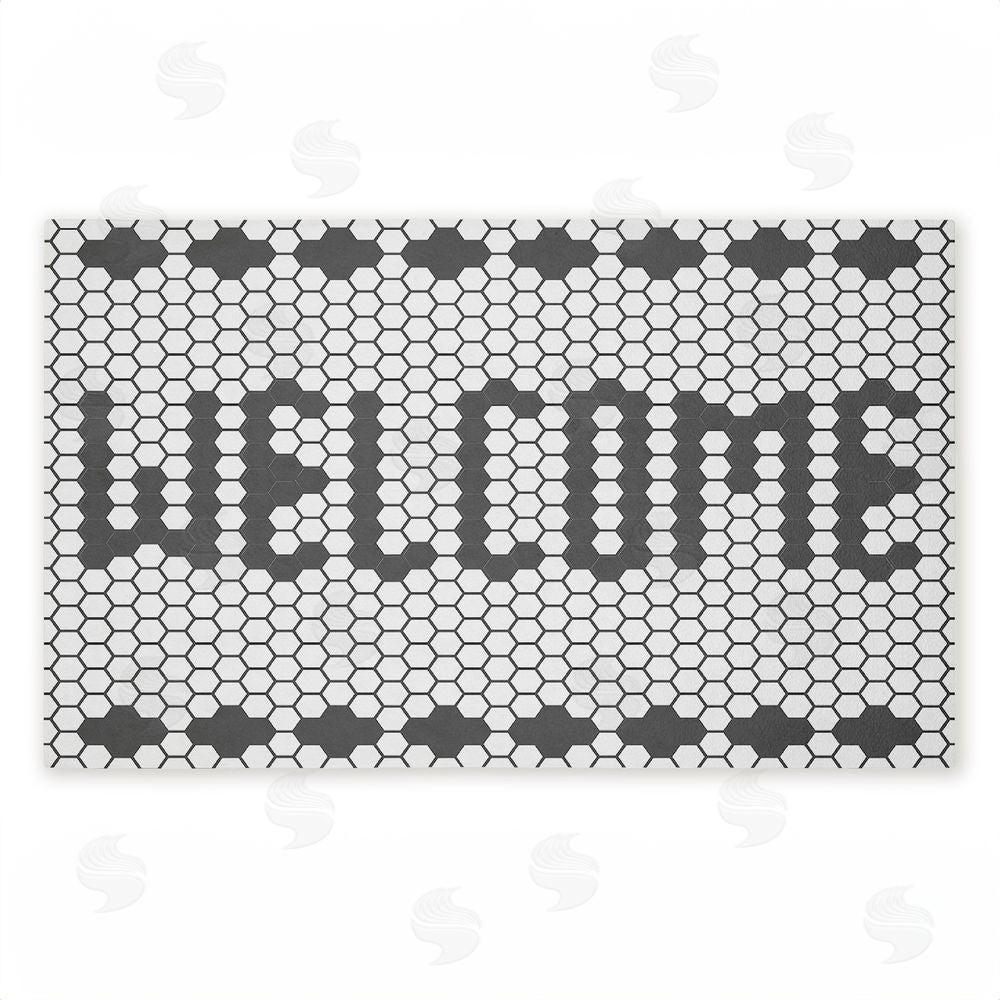 Angela Nickeas Welcome Hexagonal Faux Tile Unwoven Outdoor Door Mat