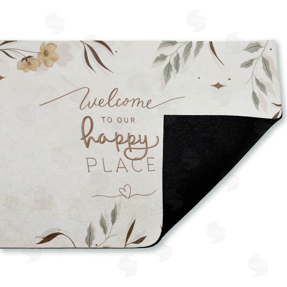 Andrea Jasid Grassi Our Happy Place Floral Welcome Unwoven Outdoor Door Mat