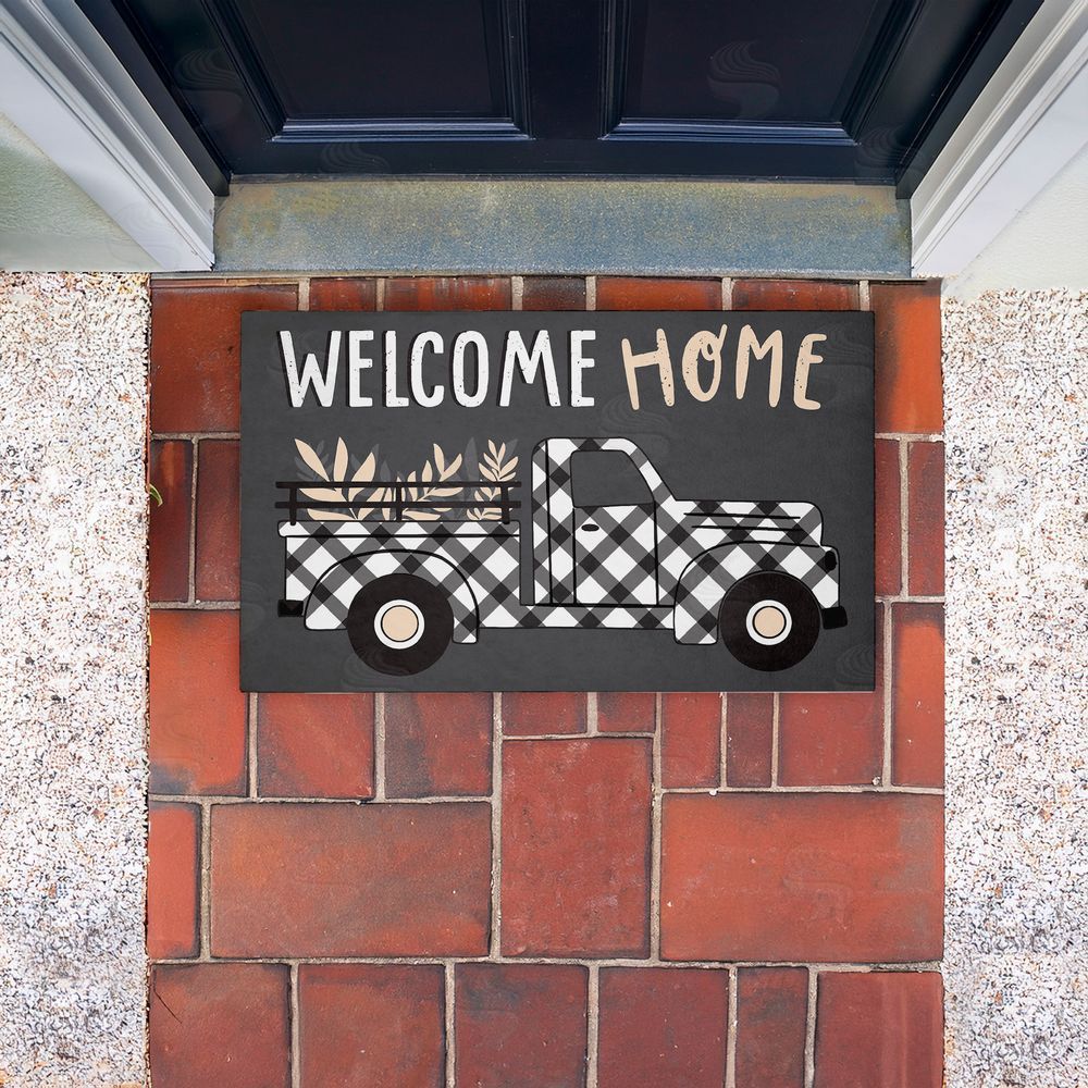 Arrolynn Weiderhold Farmhouse Welcome Plaid Truck Unwoven Outdoor Door Mat