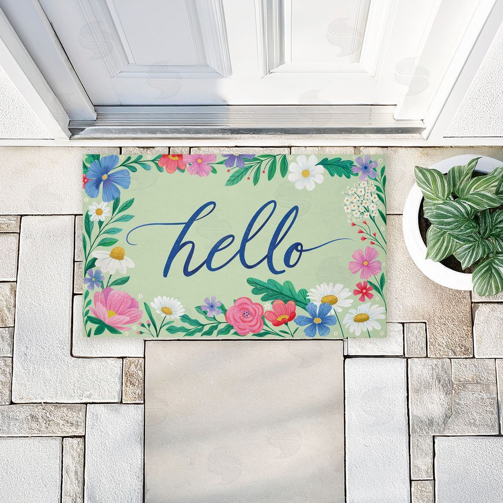 Arrolynn Weiderhold Dream Garden Hello Unwoven Outdoor Door Mat