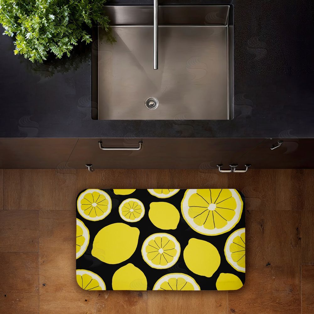 Anna Quach Lemon Squeezy Pattern Kitchen Floor Mat