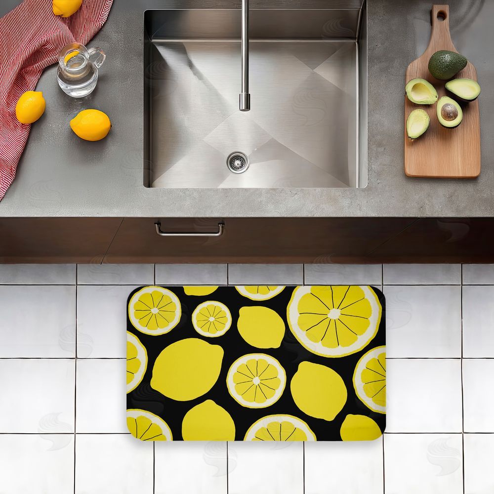 Anna Quach Lemon Squeezy Pattern Kitchen Floor Mat