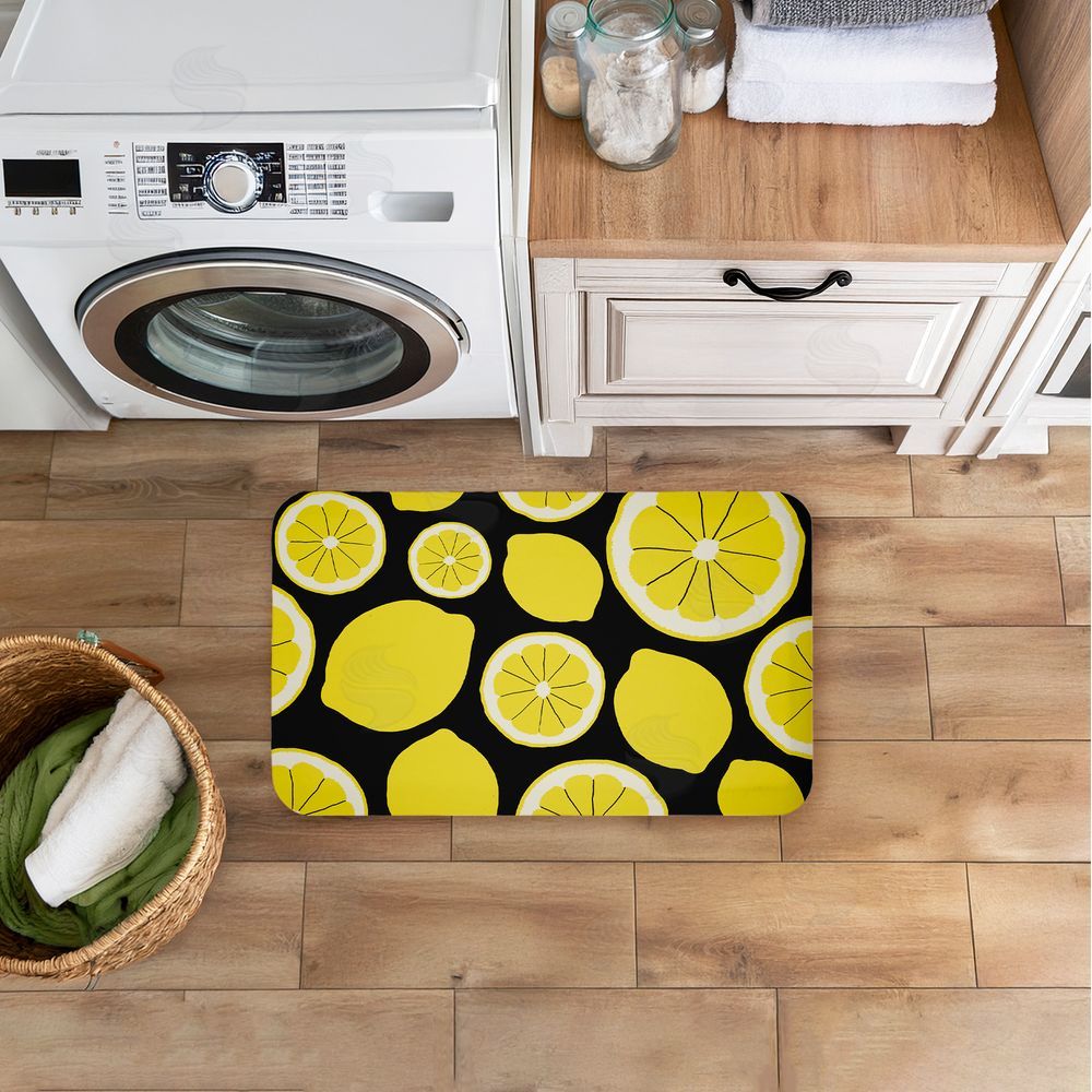 Anna Quach Lemon Squeezy Pattern Kitchen Floor Mat