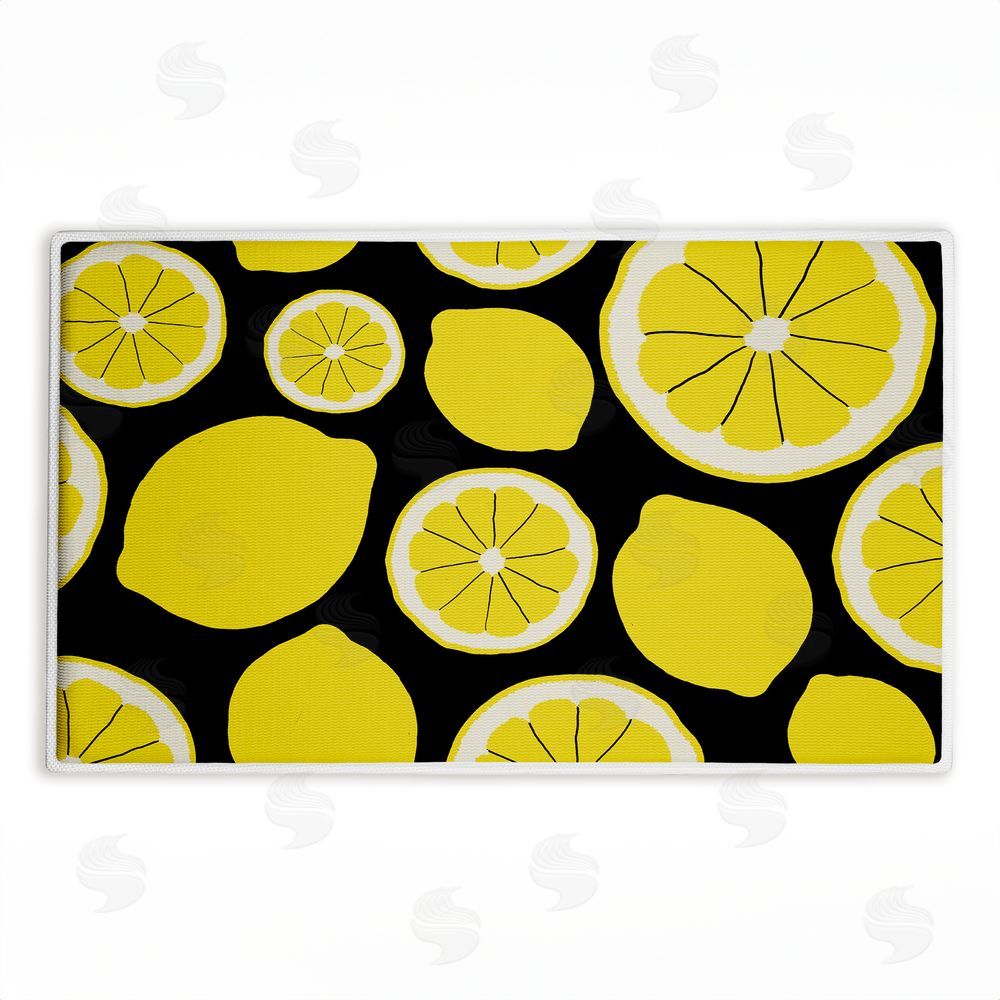 Anna Quach Lemon Squeezy Pattern Plush Bathroom Floor Mat