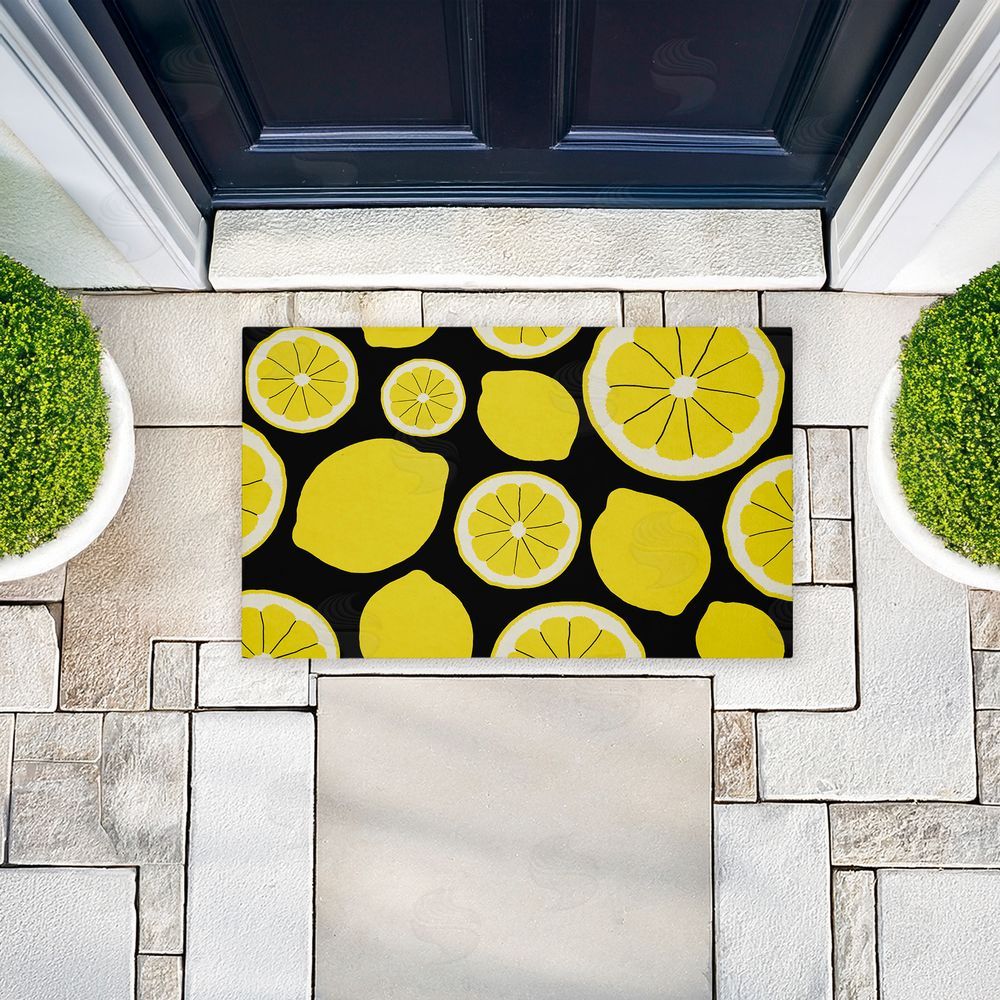Anna Quach Lemon Squeezy Pattern Unwoven Outdoor Door Mat