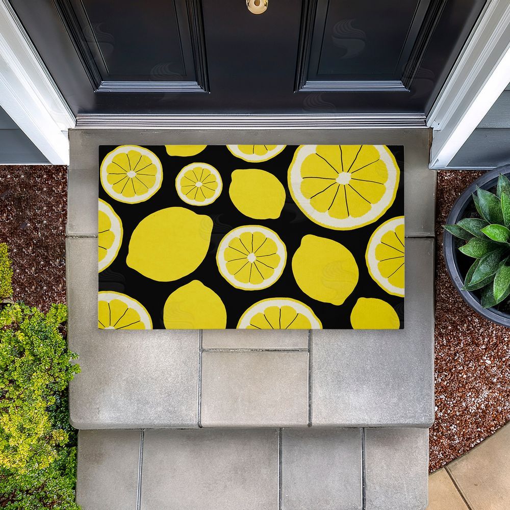 Anna Quach Lemon Squeezy Pattern Unwoven Outdoor Door Mat