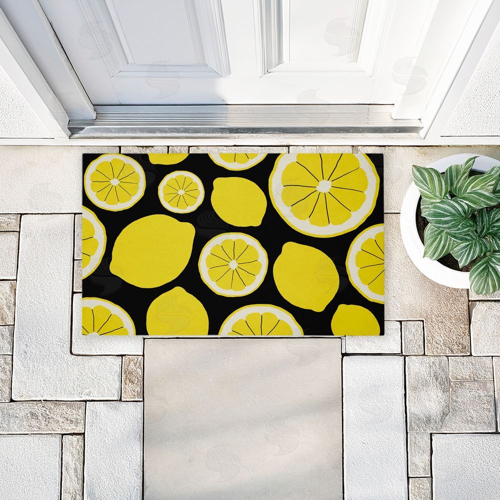 Anna Quach Lemon Squeezy Pattern Unwoven Outdoor Door Mat