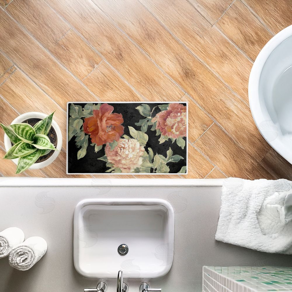 Lanie Loreth Beauty Of The Blossom on Black Plush Bathroom Floor Mat