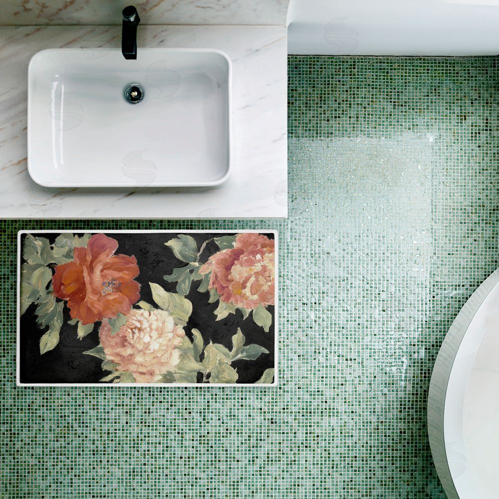 Lanie Loreth Beauty Of The Blossom on Black Plush Bathroom Floor Mat