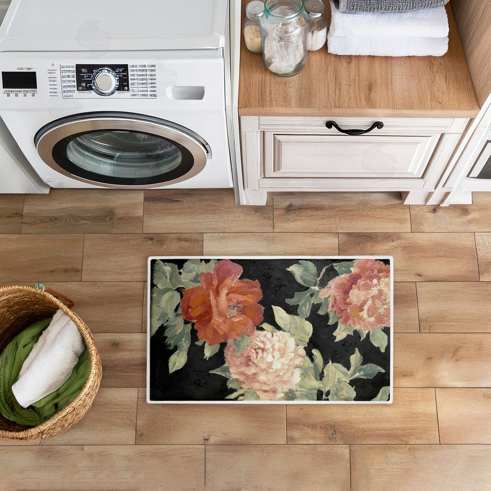 Lanie Loreth Beauty Of The Blossom on Black Plush Bathroom Floor Mat