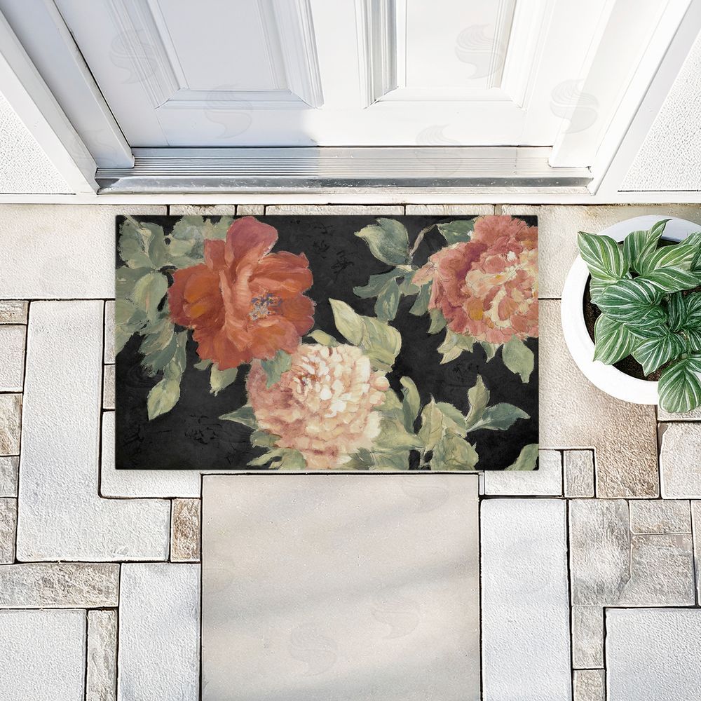 Lanie Loreth Beauty Of The Blossom on Black Unwoven Outdoor Door Mat
