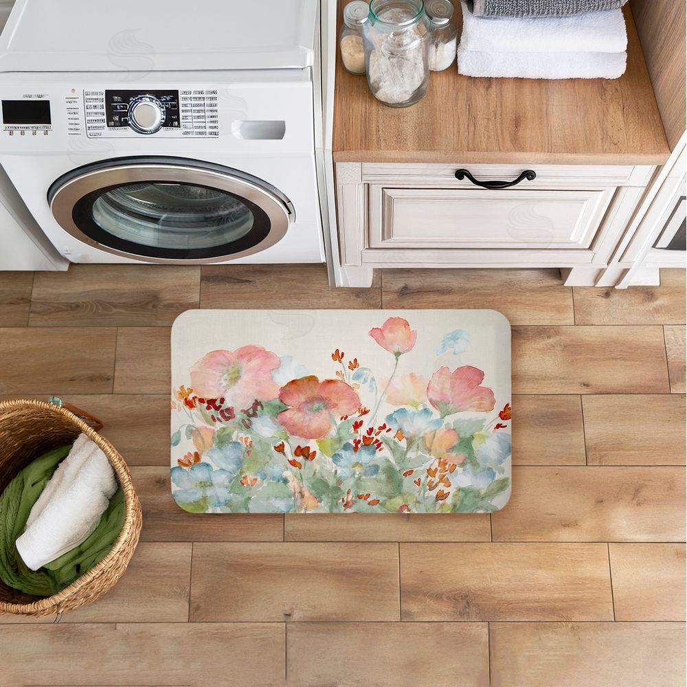 Lanie Loreth A Day With Pink Flowers Kitchen Floor Mat