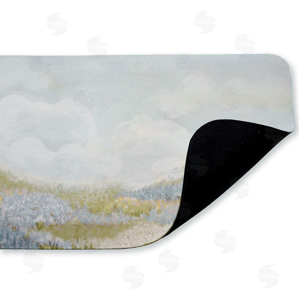 Patricia Pinto Subtle Blue Floral Meadow Kitchen Floor Mat