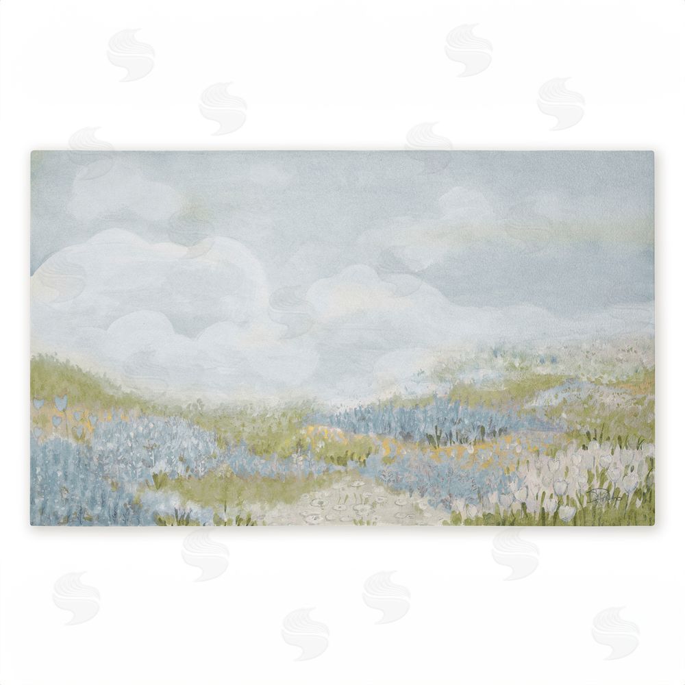 Patricia Pinto Subtle Blue Floral Meadow Unwoven Outdoor Door Mat