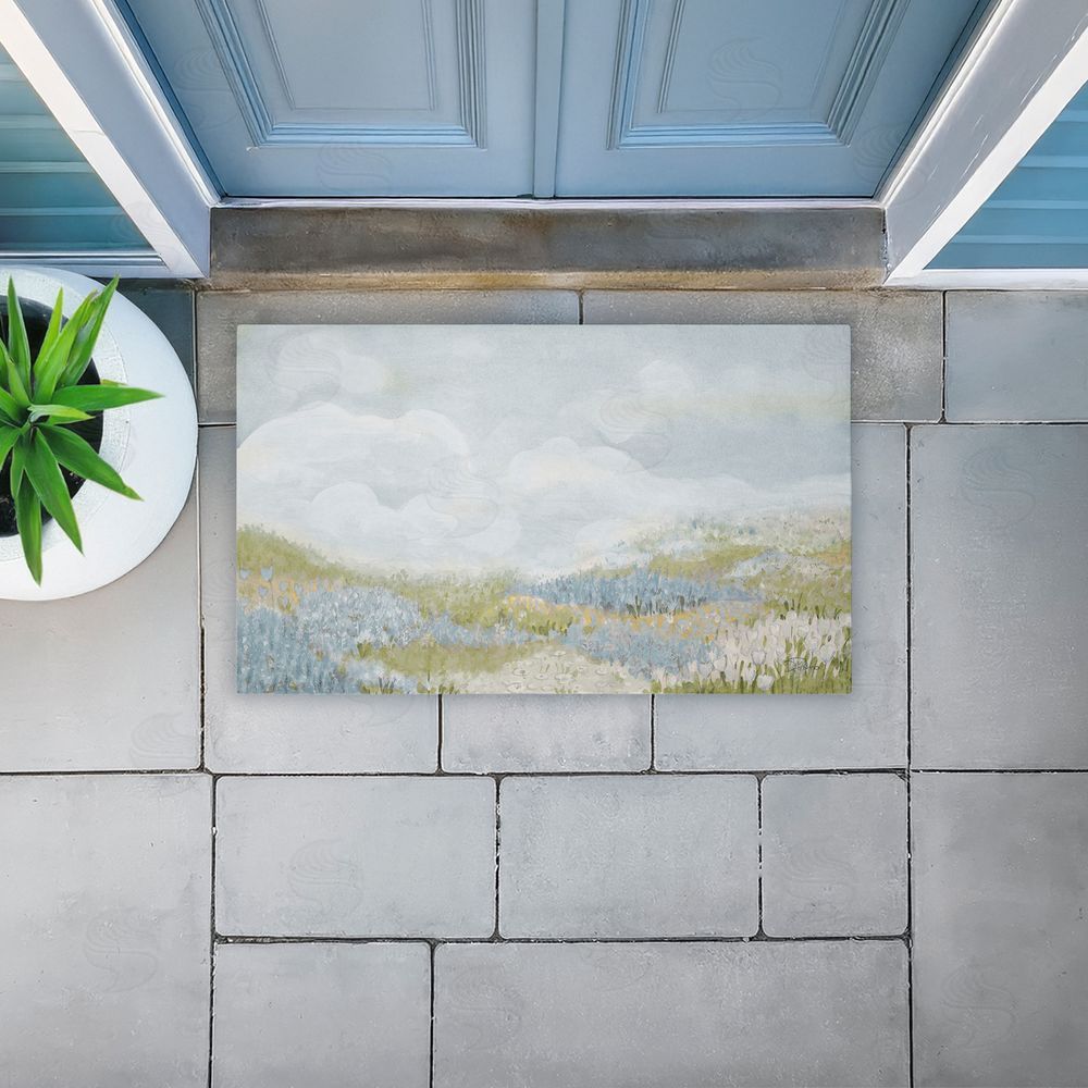 Patricia Pinto Subtle Blue Floral Meadow Unwoven Outdoor Door Mat