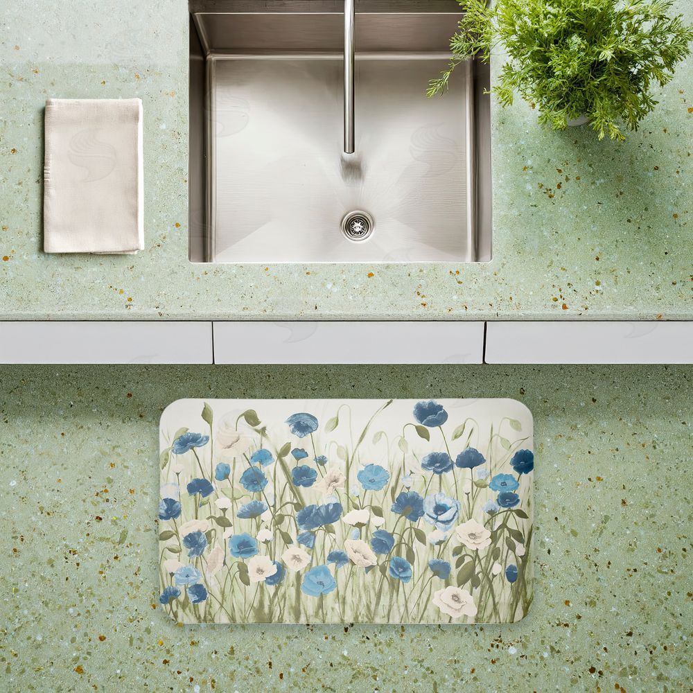 Kelly Elizabeth Blue Poppy Garden Kitchen Floor Mat