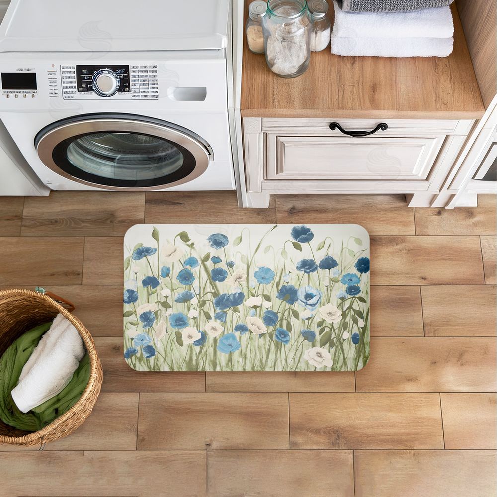 Kelly Elizabeth Blue Poppy Garden Kitchen Floor Mat