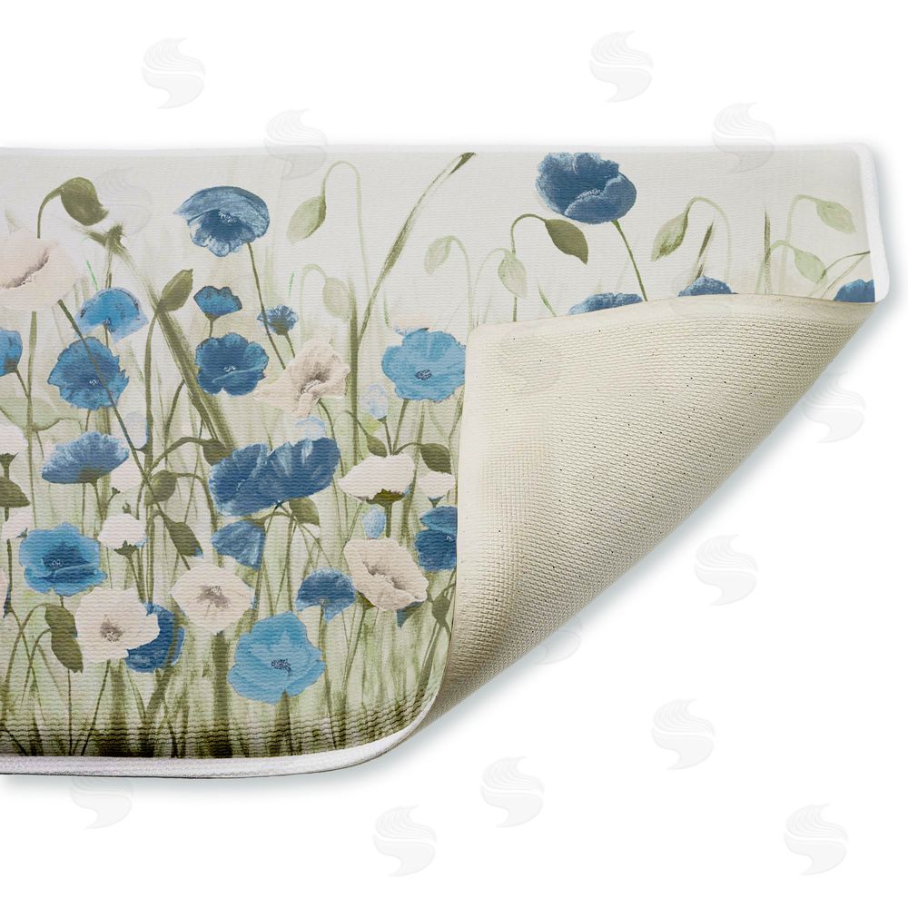 Kelly Elizabeth Blue Poppy Garden Plush Bathroom Floor Mat