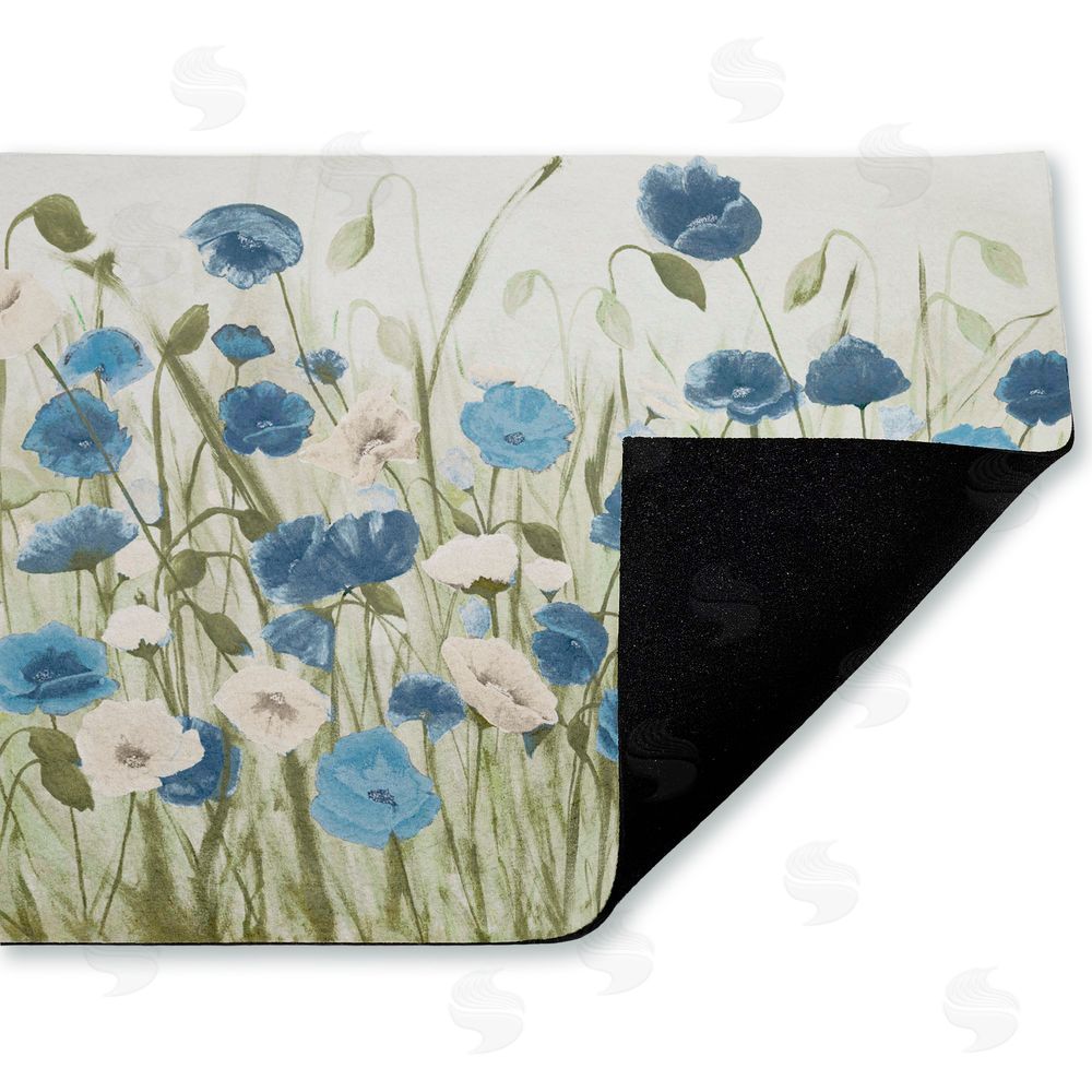 Kelly Elizabeth Blue Poppy Garden Unwoven Outdoor Door Mat