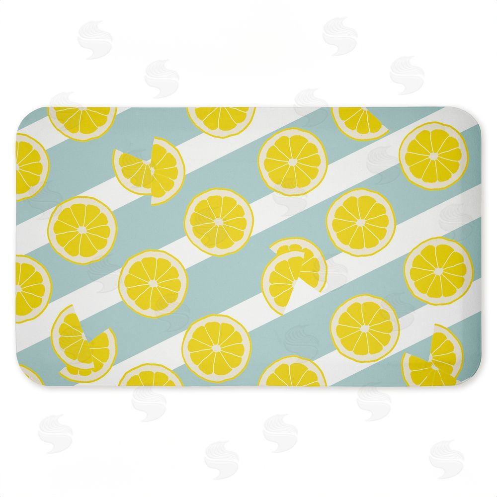 Anna Quach Kitchen Lemony Stripes Kitchen Floor Mat
