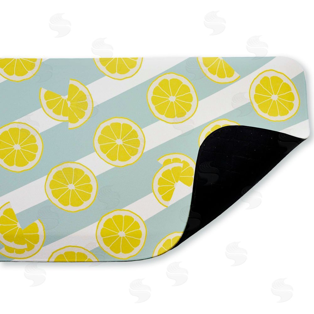 Anna Quach Kitchen Lemony Stripes Kitchen Floor Mat