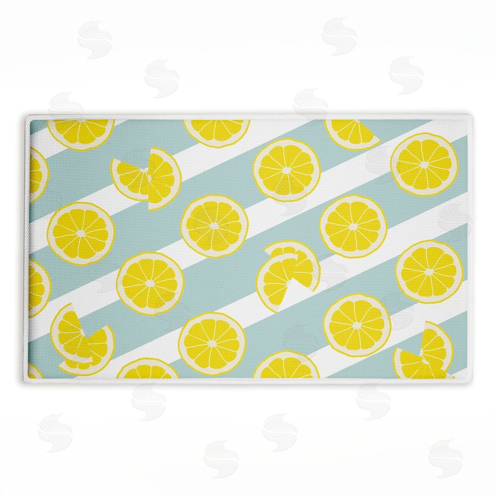 Anna Quach Kitchen Lemony Stripes Plush Bathroom Floor Mat