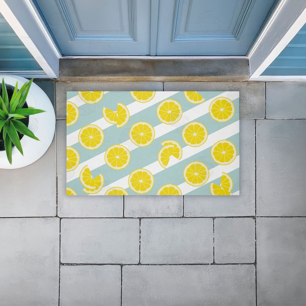 Anna Quach Kitchen Lemony Stripes Unwoven Outdoor Door Mat
