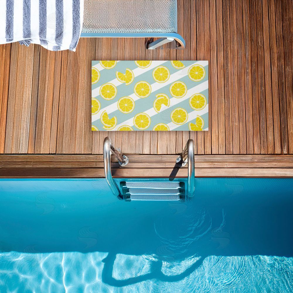 Anna Quach Kitchen Lemony Stripes Unwoven Outdoor Door Mat