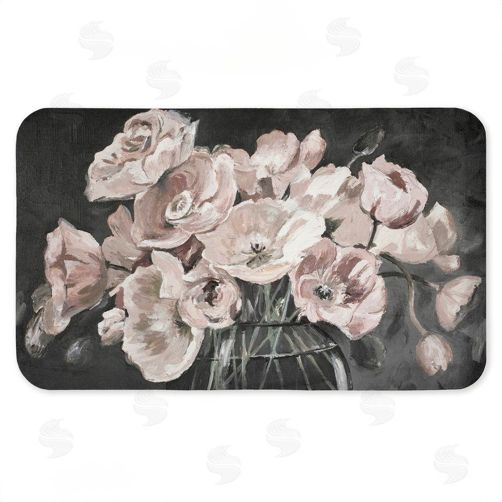 Patricia Pinto Flowers In Clear Vase Kitchen Floor Mat