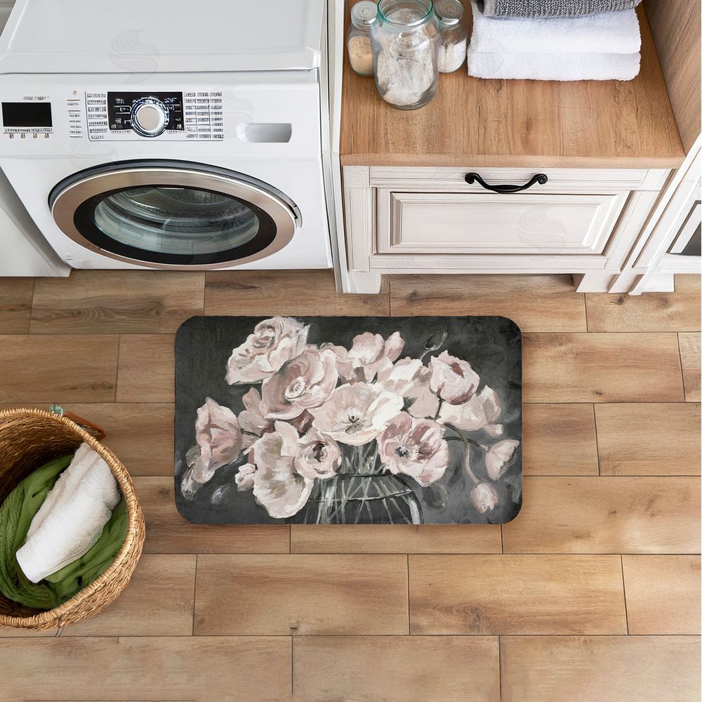 Patricia Pinto Flowers In Clear Vase Kitchen Floor Mat
